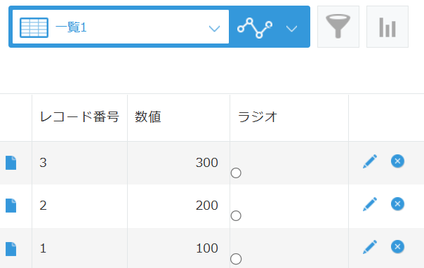 オファー kintone ラジオボタンを同じレコード内に表示